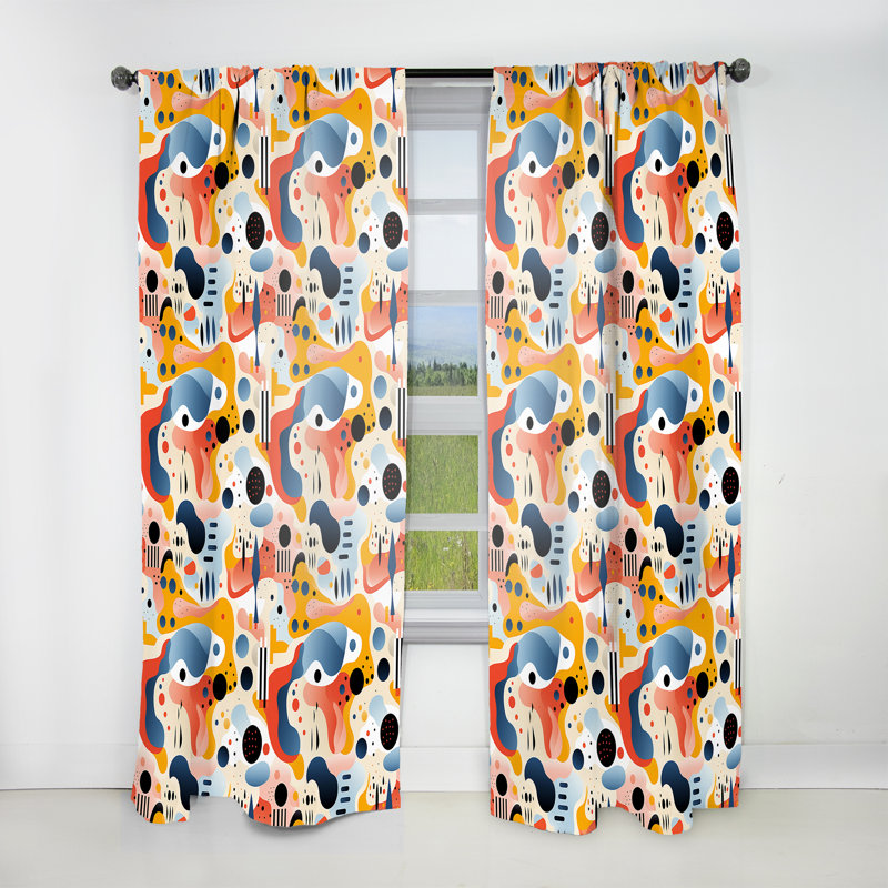 Playing Pattern With Colourful Geometric III - Abstract Geometric Room Darkening Curtain - 1 Panels, 52" W x 108" L