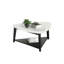 Ensemble de tables contemporaines 3 pièces avec dessus en marbre véritable, tables basses et tables d'appoint en bois d'ingénierie noir et blanc et en bois massif