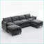 Canapé modulaire, canapé modulaire réversible 6 places avec 2 repose-pieds gris foncé | Gris foncé | Bois et tissu-405138294
