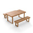 Mirella Outdoor Acacia Wood Dining Set Rectangle Dining Table with 2 Benches