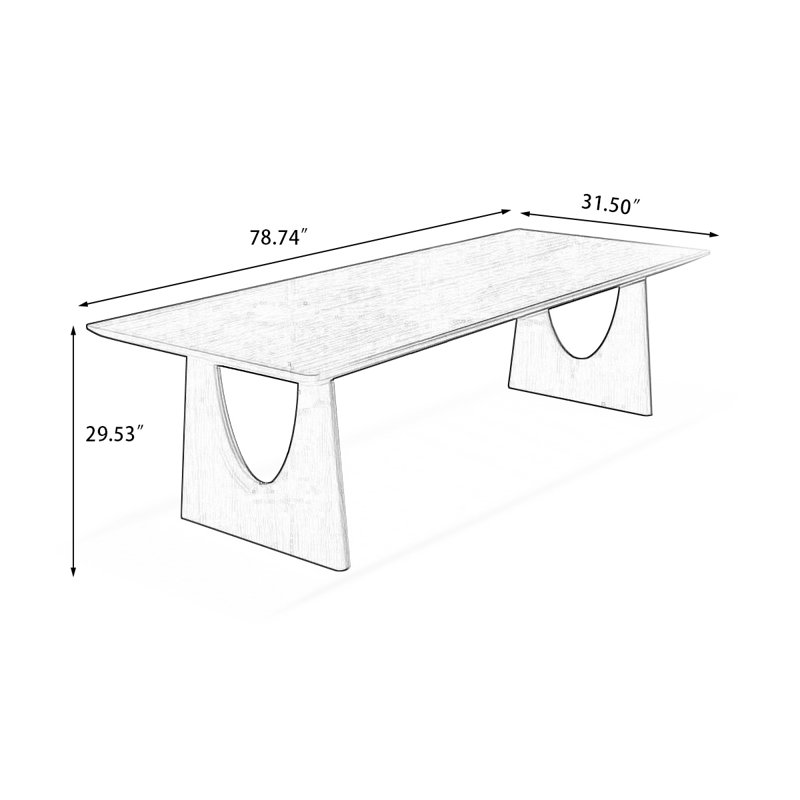 Brown Rectangular Solid Wood Dining Table, 29.53"H x 78.74"L x 31.5"W
