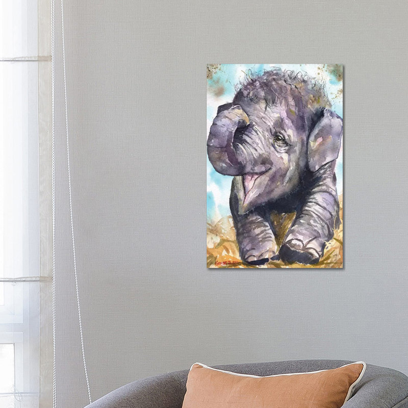 Happy Elephant by George Dyachenko - Wrapped Canvas Print, 66.04 cm H x 45.72 cm W x 1.91 cm D