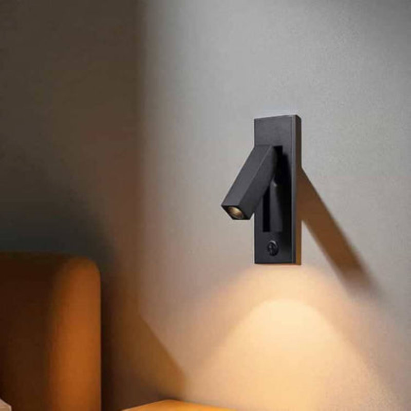 UltraBeam 3 Watt Adjustable Recessed Bedroom Reading Light - Wall or Headboard Mounted, Matte Black