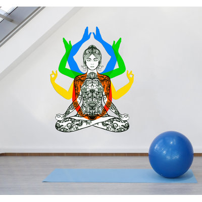 Adhésif décoratif méditation colorée yoga - murale amovible inspirée du Bouddha spirituel pour studio, gymnase et maison GD685