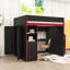 Lit mezzanine double avec bureau, garde-robe, tablettes et bande lumineuse à DEL-1700707904