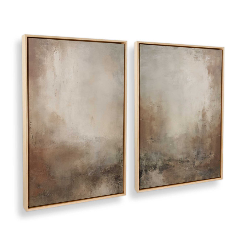 Russet Mist Déroulant, ensemble de 2, reproduction sur toile, Cadre américain en érable flottant