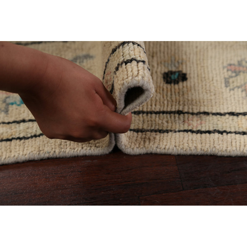 Tapis décoratif en laine de conception unique 4 pi 8 po x 6 pi 4 po noué à la main New Age Oushak