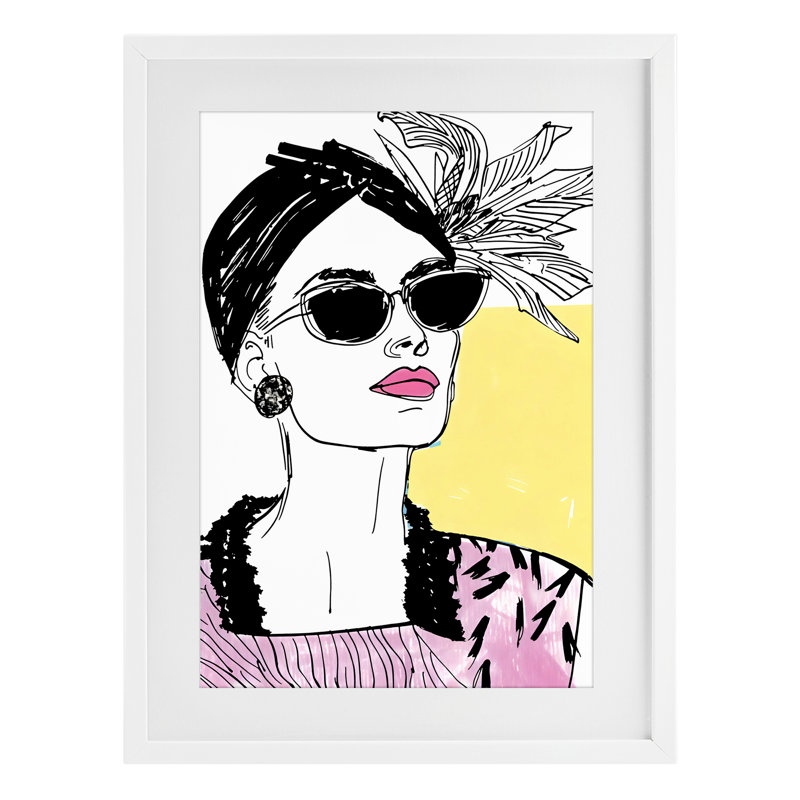 «The Rebel Muse», reproduction sous verre encadrée, design par Andrea Haase, H 23 po x l 17 po, Cadre blanc côtier