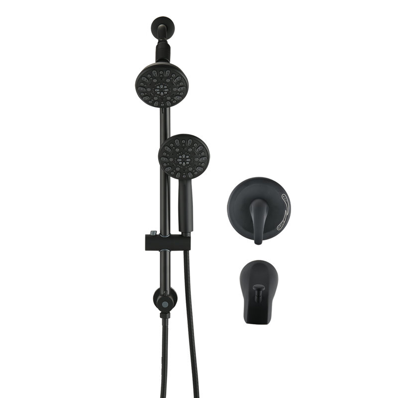 Complete Shower System with Rough in-Valve, Matte Black
