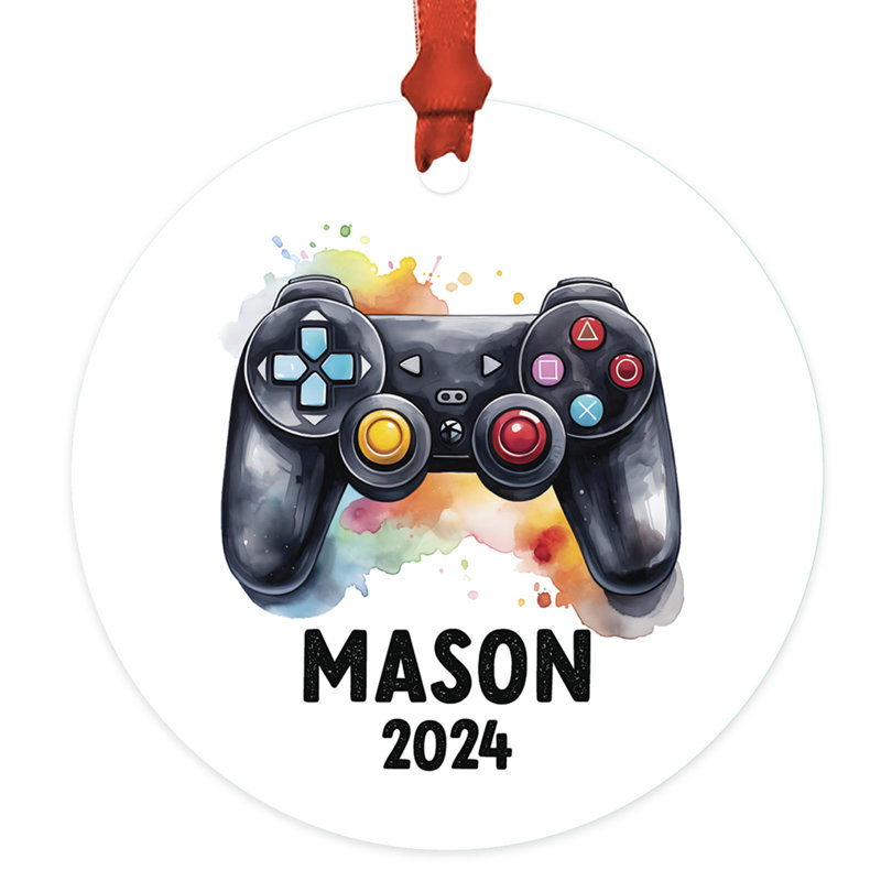 Custom Black Remote Controller Ornament 20XX Metal Gamer Christmas Tree Decor, Yes