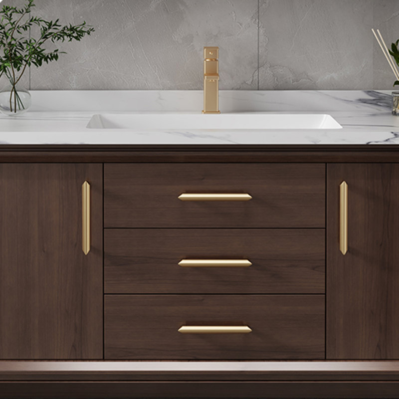Modern simple high-end bathroom cabinet, Walnut