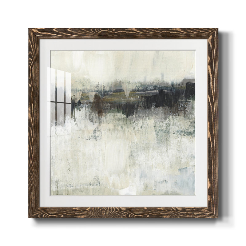 " Neutral Horizon Line I ", 31.5" H x 31.5" W x 1" D, Walnut, White