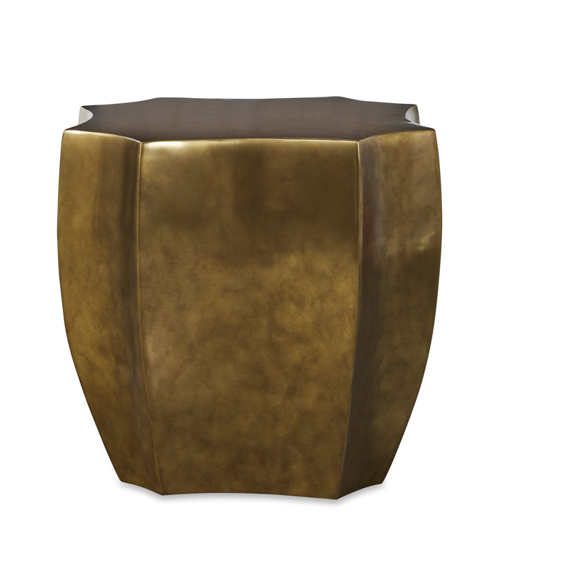 Grand Tour Stone End Table, Antique Brass