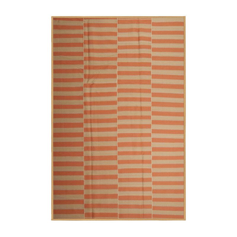 Tapis de zone orange contemporaine, Rectangle 5 pi x 7 pi
