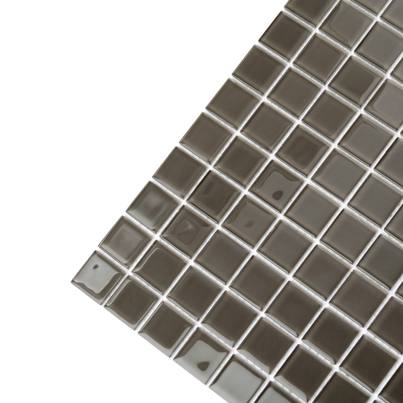 Carreau de mosaïque en verre poli 1 po x 1 po, Gris cendré