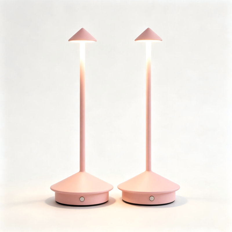 Lot de 2 lampes de table sans fil, étanches IP54 et rechargeables, pour l'intérieur et l'extérieur (salle à manger, chambre, salon), rose