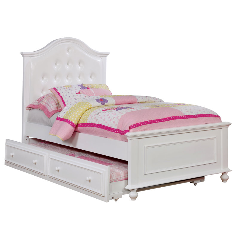 Haycraft Vegan Leather Platform Bed, White, Twin