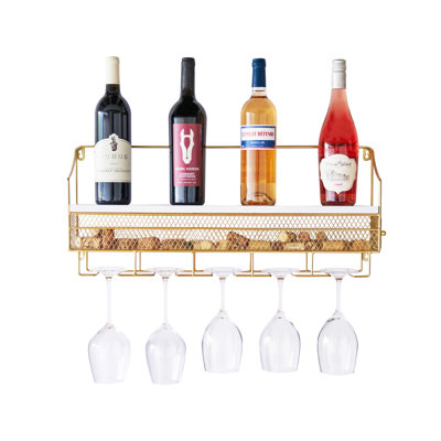 Gold Wall-Mounted Wine Rack by Twine