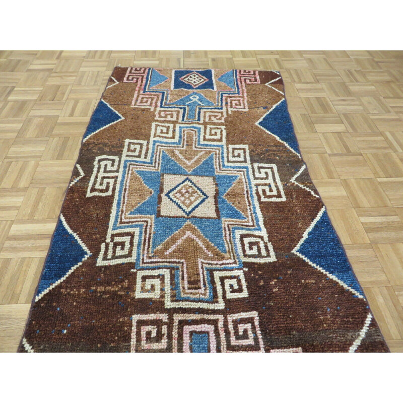 Tapis décoratif en laine brun noué à la main turque de conception unique 3 pi 1 po x 5 pi 5 po Aubreylynn