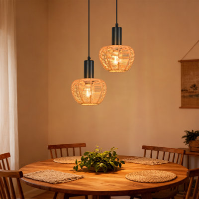  1-Light Bohemian Rattan Pendant