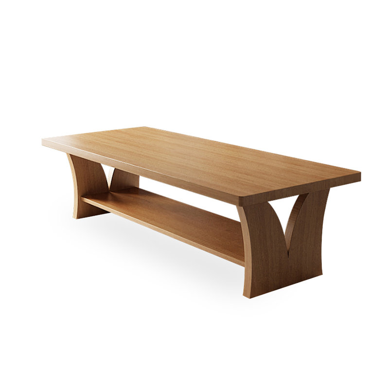 Bureau rectangulaire brun en bois massif, H 29,53 po x l 86,61 po x P 35,43 po