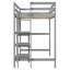 Lit mezzanine en bois avec tablettes, bureau et tableau d'écriture-465113271