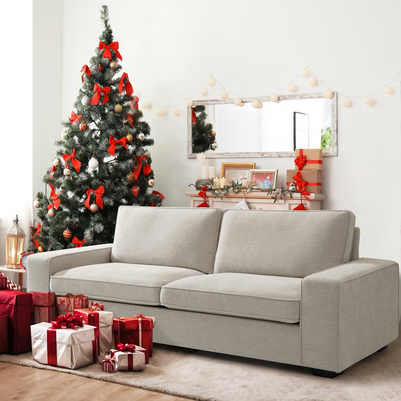 Adelmina Upholstered 88.6'' Sofa, Beige Chenille