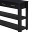 Console de vestibule en pin et en noir, 4 tiroirs, 2 tablettes, pièce de style élégante pour les tiroirs en pin