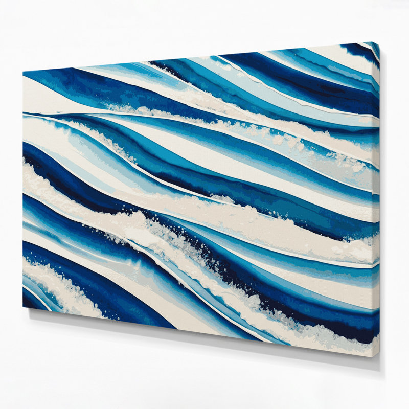 Art mural horizontal horizontal rayé sur toile vert azur, H 20 po x l 24 po