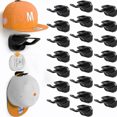 22 Pack Adhesive Hat Hooks for Wall Removable Hat Rack for Baseball Caps Wall Hat Holder(Black)