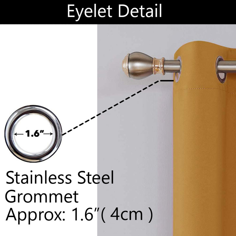 My Home Store Ultra-Soft Blackout Curtains Enguerran with Eyelets and Tie Backs, 228 W x 274cm D, Yellow
