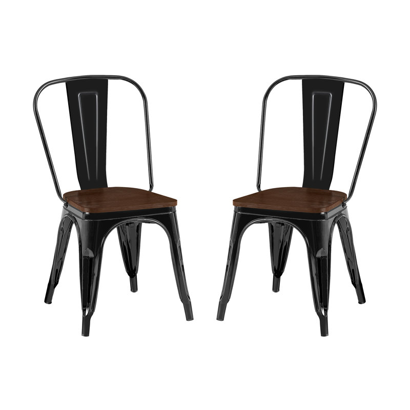 Kalino 18'' H Metal Stacking Side Chair, 2, High Gloss Black