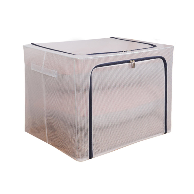 Boîte de rangement pliable en acier transparent