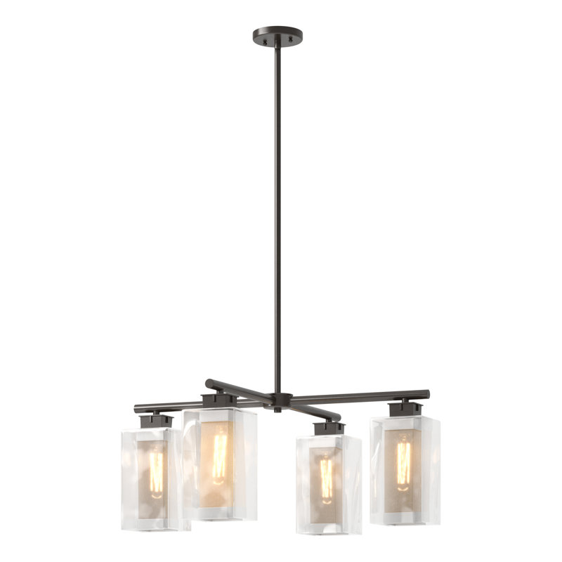 Lustre d'extérieur 4 lumières Polaris, Argent bord de mer, Bronze huilé
