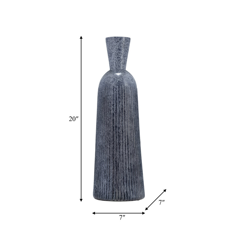Grooved Glass Vase, 20" H x 7" W x 7" D