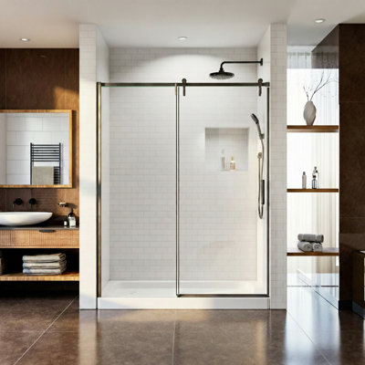 56"-60"W X 76"H Single Sliding Shower Door  With 1/4" Clear Tempered Glass