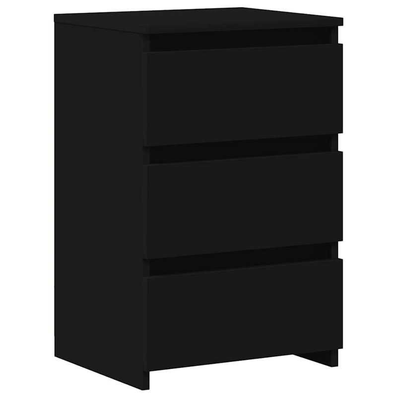 vidaXL Bed Cabinet Engineered Wood 15.7x13.8x24.6 in, Black, Set of 2