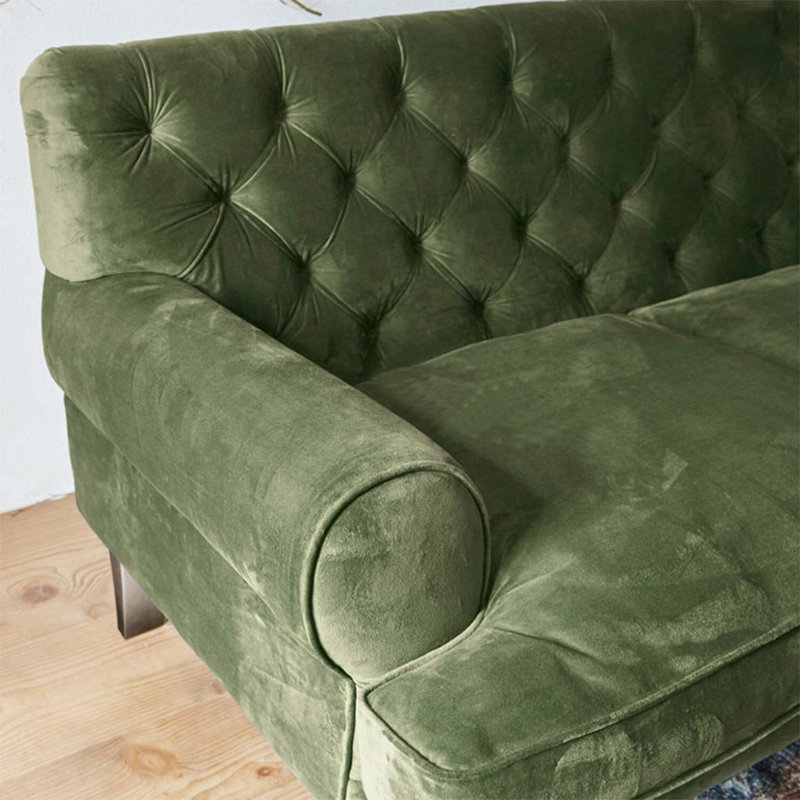 Pull Button Simple Modern Green Double Sofa