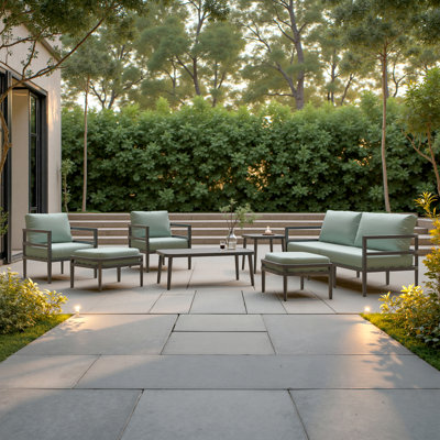 Morelia 7-Piece Sunbrella® Outdoor Patio Seating Set - Spa Blue