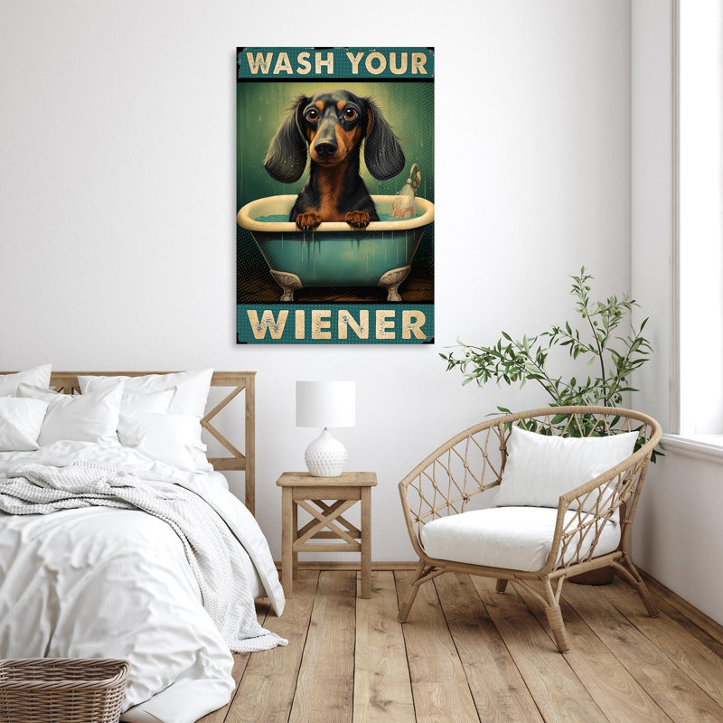 Marsilio Dog Wash Your Wiener On Canvas Print, H 20 po x l 16 po x P 1,25 po