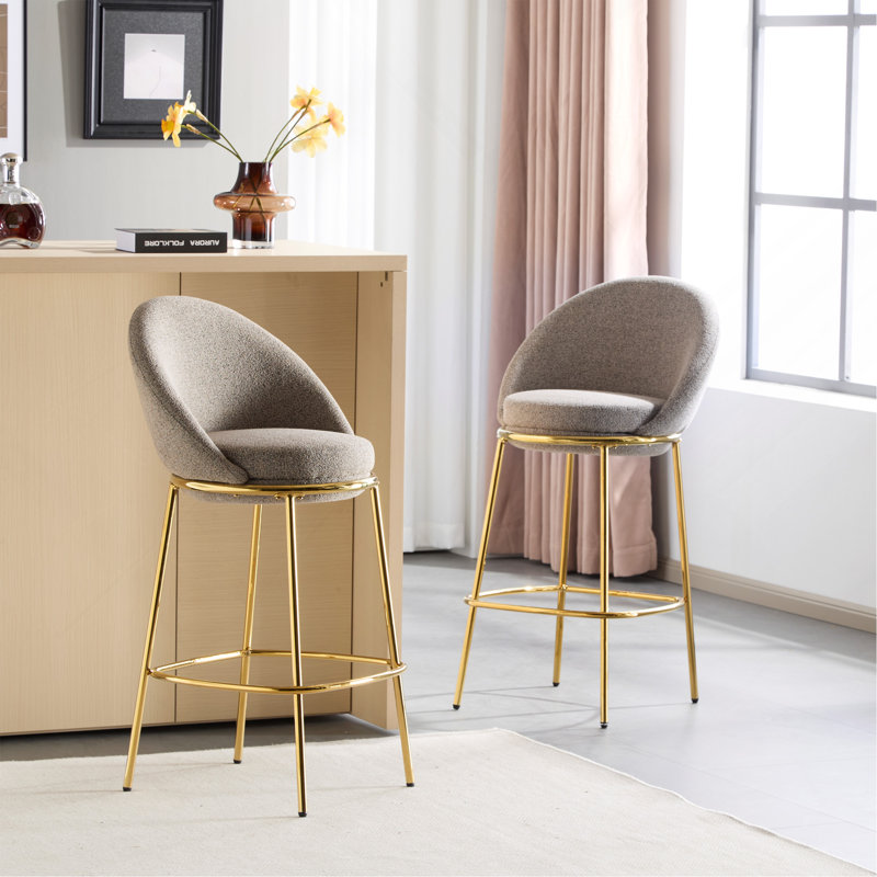 Ensemble de 2 tabourets de bar rembourrés Celano, Beige