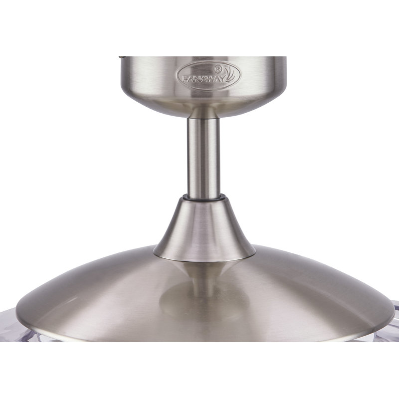 Adilene 122cm Ceiling Fan with Light Kit, White with Brushed Chrome Blades