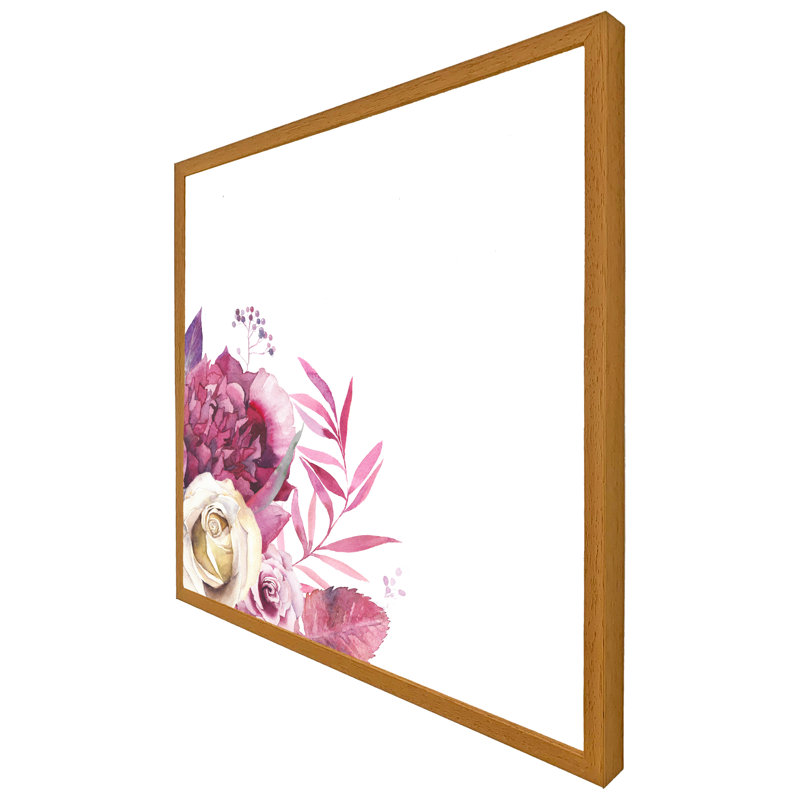 Valdis Pink Floral - Single Picture Frame Print, 31cm H x 31cm W x 4cm D, Black Framed