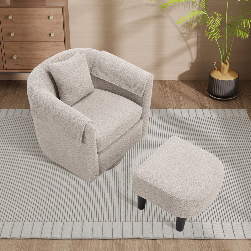 Fauteuil d'appoint pivotant avec repose-pieds en chenille, Gris