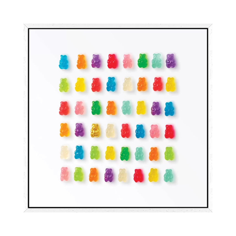 Rainbow Bears by Erin Summer - Print on Canvas, White Framed Canvas, 66.04 cm H x 66.04 cm W