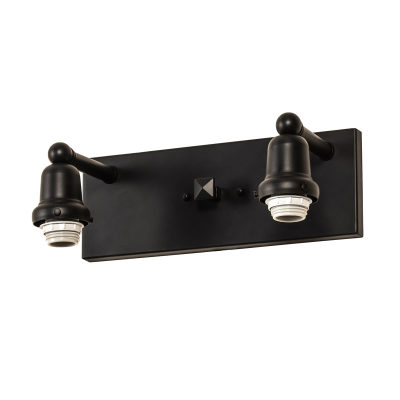 - Light Vanity Light, 10.5" H x 17" W x 8.5" D, Silver, Satin Black Wrought Iron