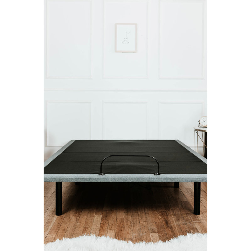 Base de lit très grand réglable - ajustement de la tête et des pieds, 4 ports, double masseur à 3 niveaux, dessous, positions de mémoire, télécommande sans fil avec flash sans sommier, fabrication en acier, noir et gris