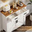 Armoire de rangement Modern Farmhouse avec 2 tiroirs et 2 portes, polyvalente pour le salon et la salle à manger, blanc