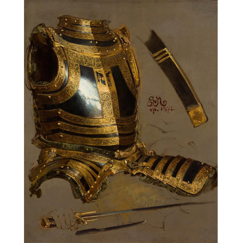 "Study of Stephen Báthory's Armour" by  Jan Matejko - Gallery Wrap Canvas Wall Art