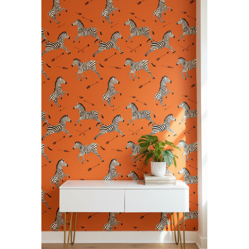 Papier peint zèbres avec flèches orange